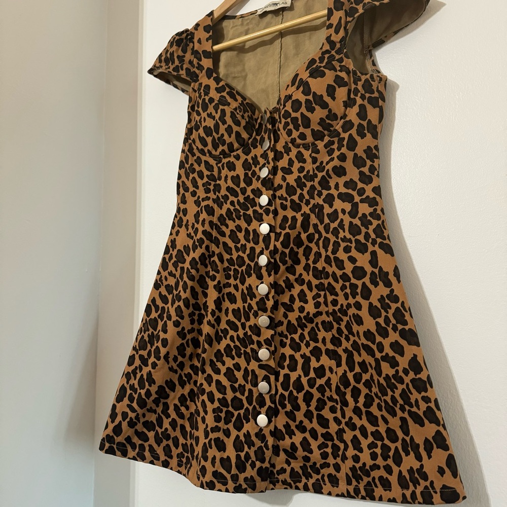 Vanessa Lab Leopard Print Button Down Dress Size S